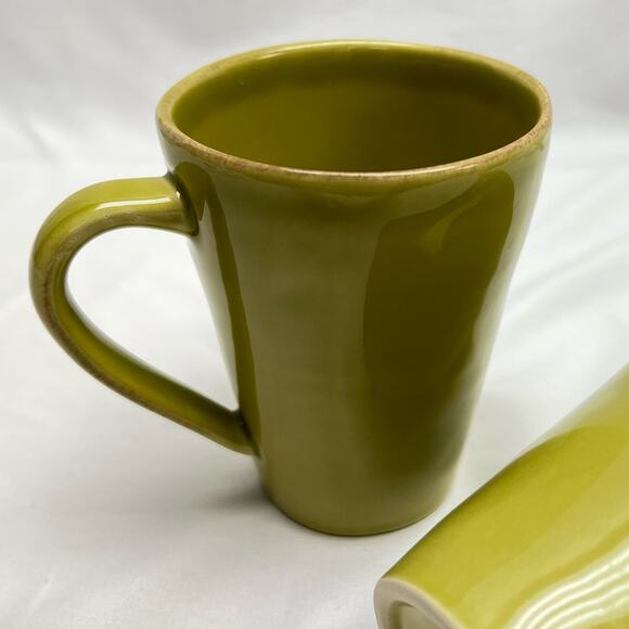 Crate & Barrel Portugal Rustic Ceramic Coffee Cups Sage Green (2) - Picture 2 of 7